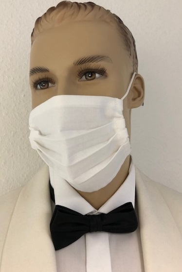 zero27one Mund Nasen Maske mit Kopfband 100% BW in weiß
