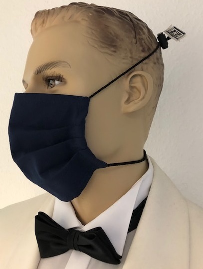 zero27one Mund Nasen Maske mit Kopfband 100% BW in navy (blau)